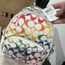 NWT COACH Mini Court Backpack & Bear Charm Rainbow Print