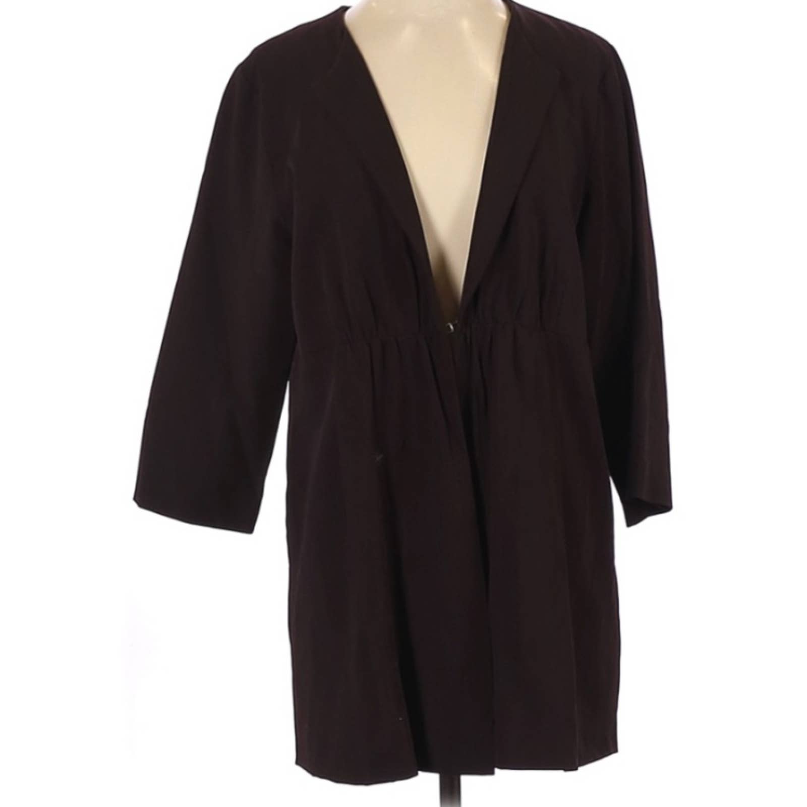 Eileen Fisher Women's Double Breasted Long Brown Wool Basic Jacket sz S