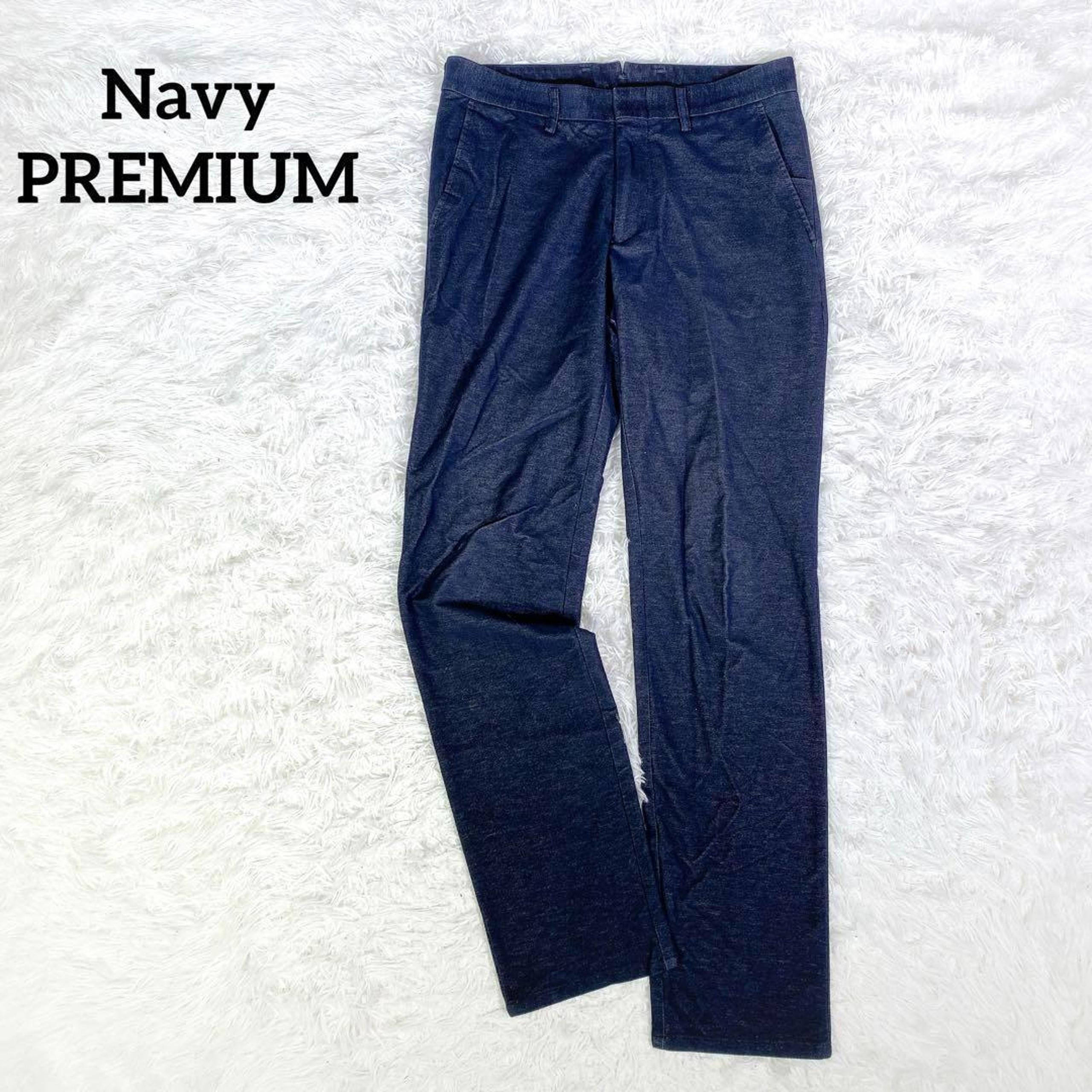 Navy Premium Casual Pants Denim-style Center Press Slacks M