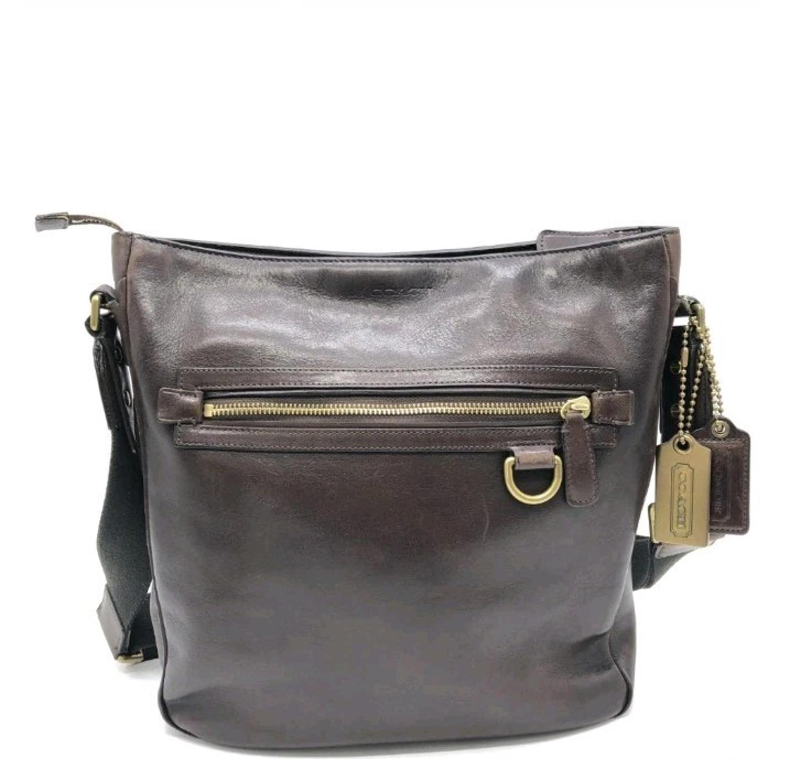 Coach Shoulder Bag Bleecker Legacy Leather Dark Brown Crossbody Field Bag