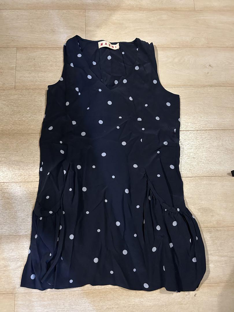 MARNI Navy Dotted Sleeveless Tunic