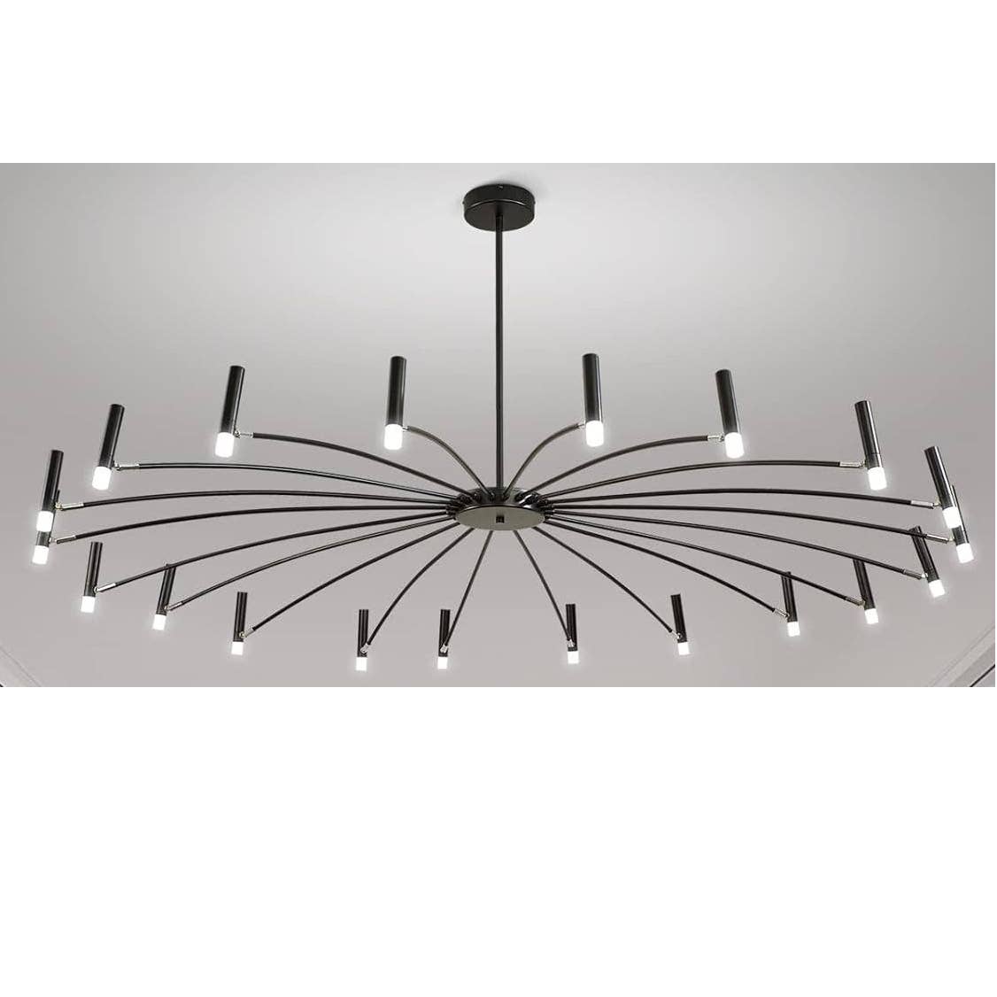 Black Large 20 Light LED Modern Chandelier Light Fixture, Adjustable Height