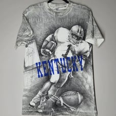 Vintage 90s University Of Kentucky T Shirt Mens Large Football AOP Single Stitch