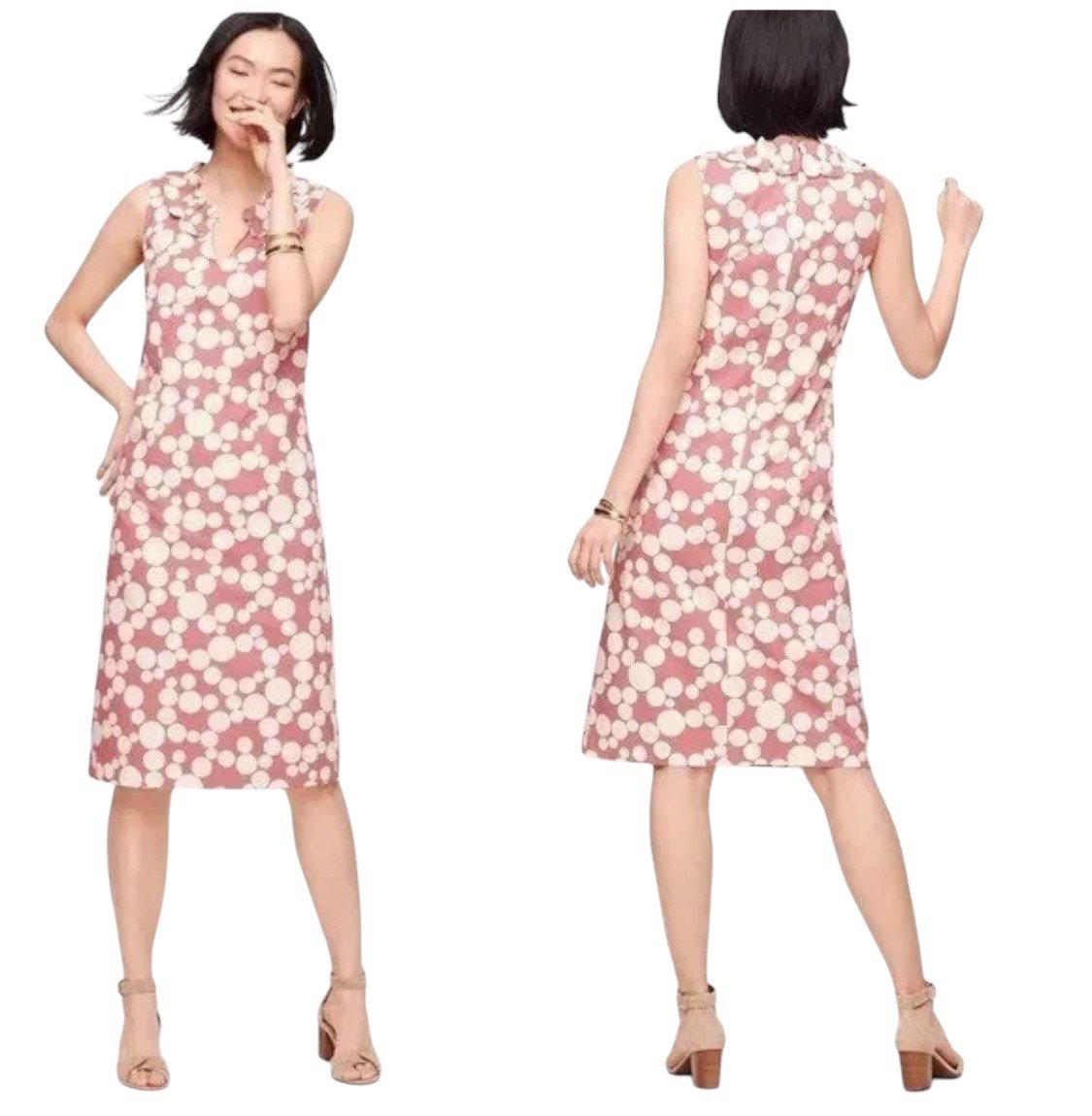 Talbots Ruffle Neck Poplin Shift Dress Size 16 NWT