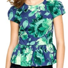 J.CREW collection Peplum top Blue/Green Darren floral top Size 8