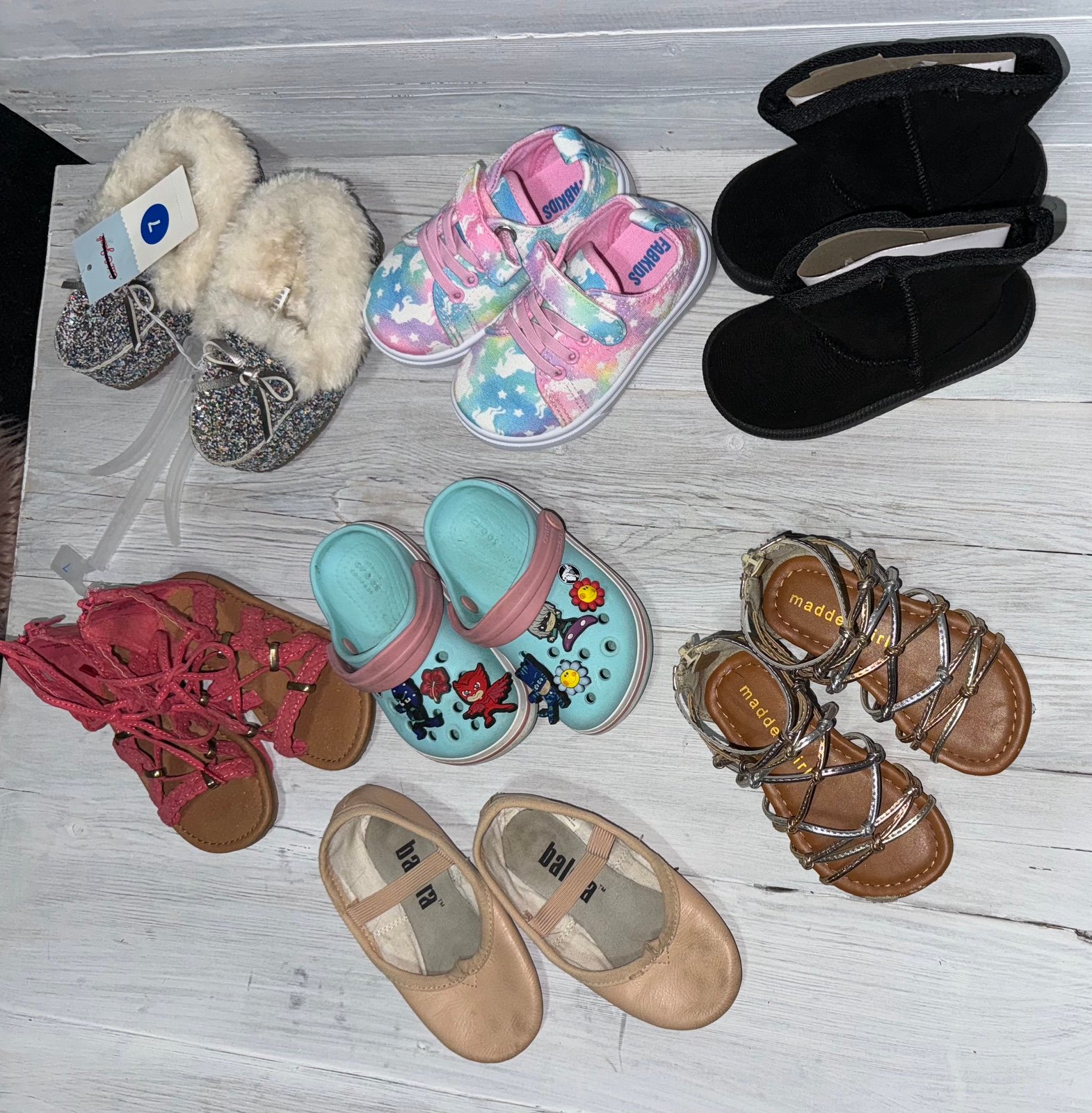 Toddler girl shoes boots sandals slippers bundle size 7