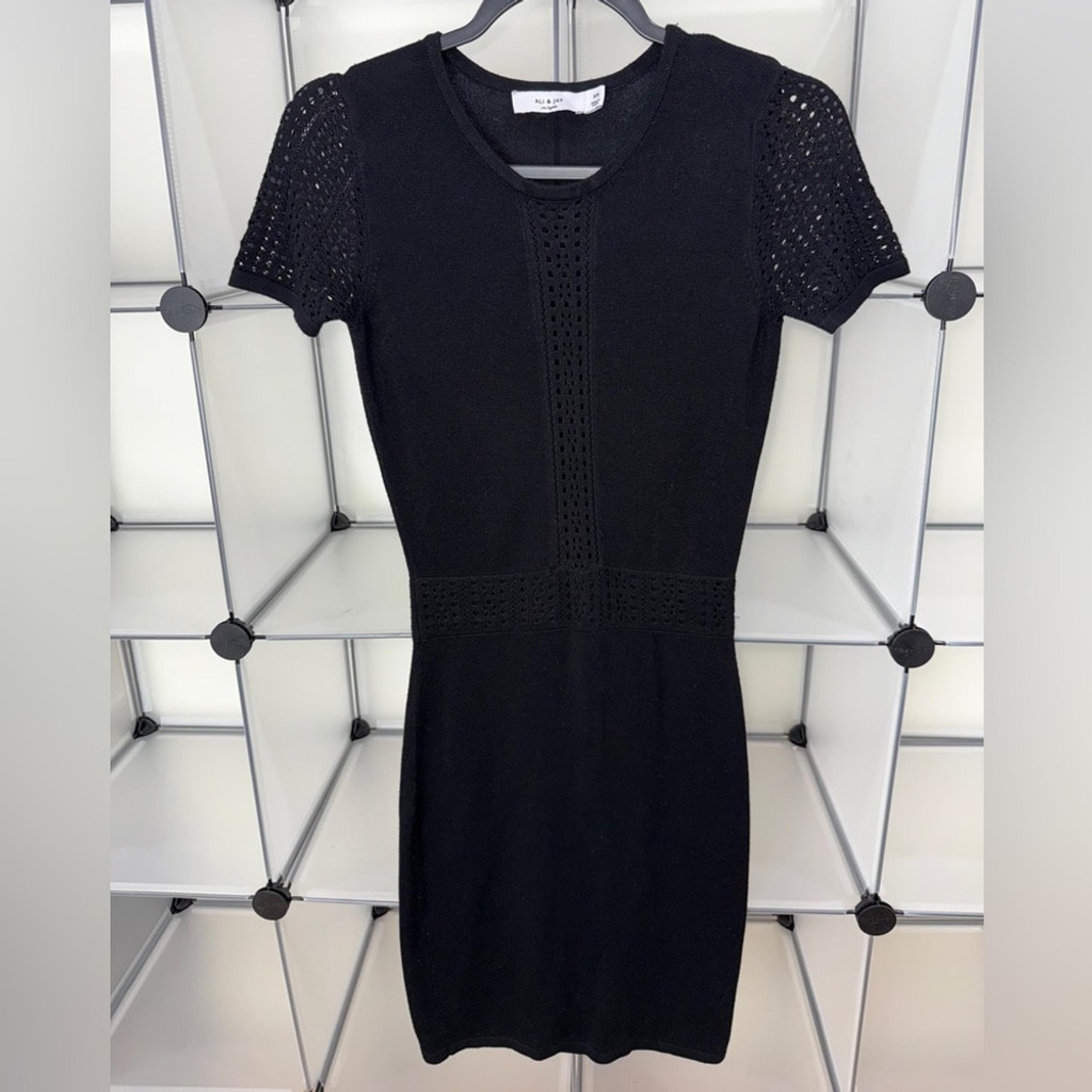 Ali & Jay Womens Open Knit Midi Dress Black Size XS