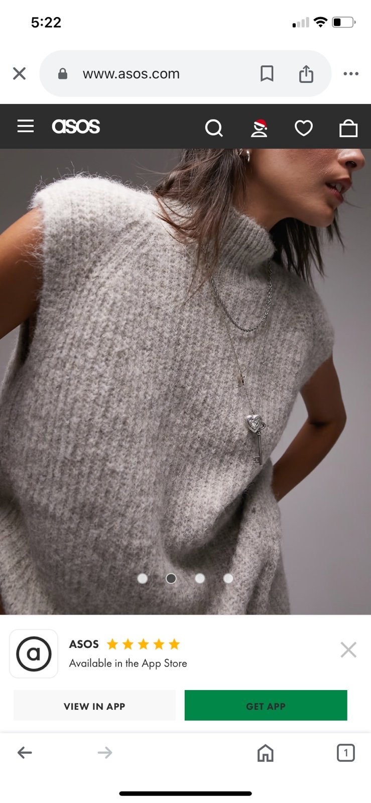 NWT Topshop Asos Knitted Sweater Long Line Fluffy Sleeveless Tank Mockneck 4-6 S