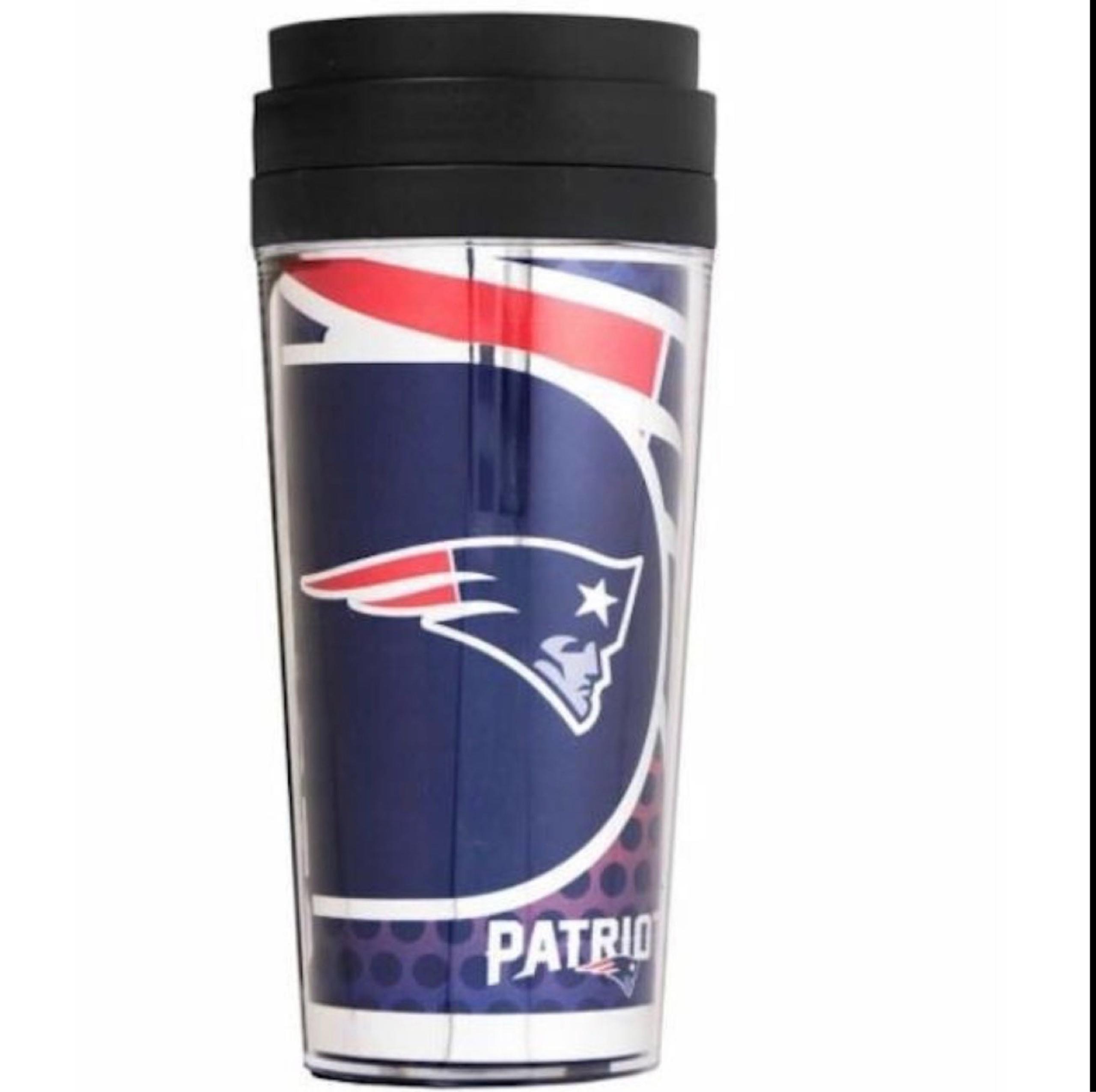 New England Patriots 16oz NFL Acrylic Travel Tumbler with Metallic NFL Graphics