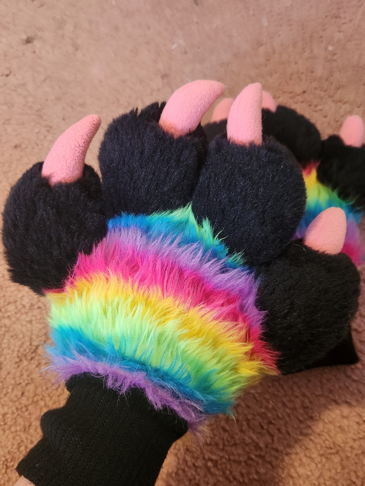 Rainbow HQ Fursuit Puffy Paws