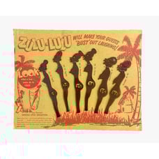 Zulu-Lulu Swizzle Sticks Barware - Vintage 60s 70s - Tiki Bar Female Silhouette