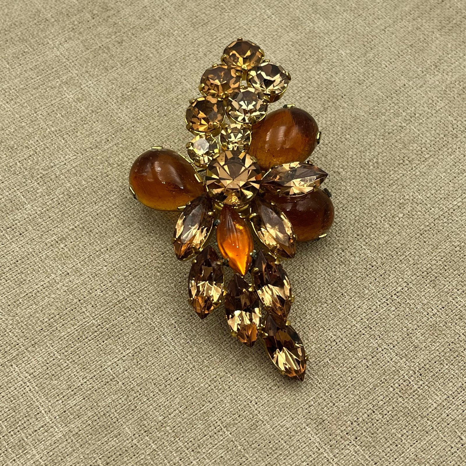 Vintage orange jelly belly glass cabochon Austria brooch