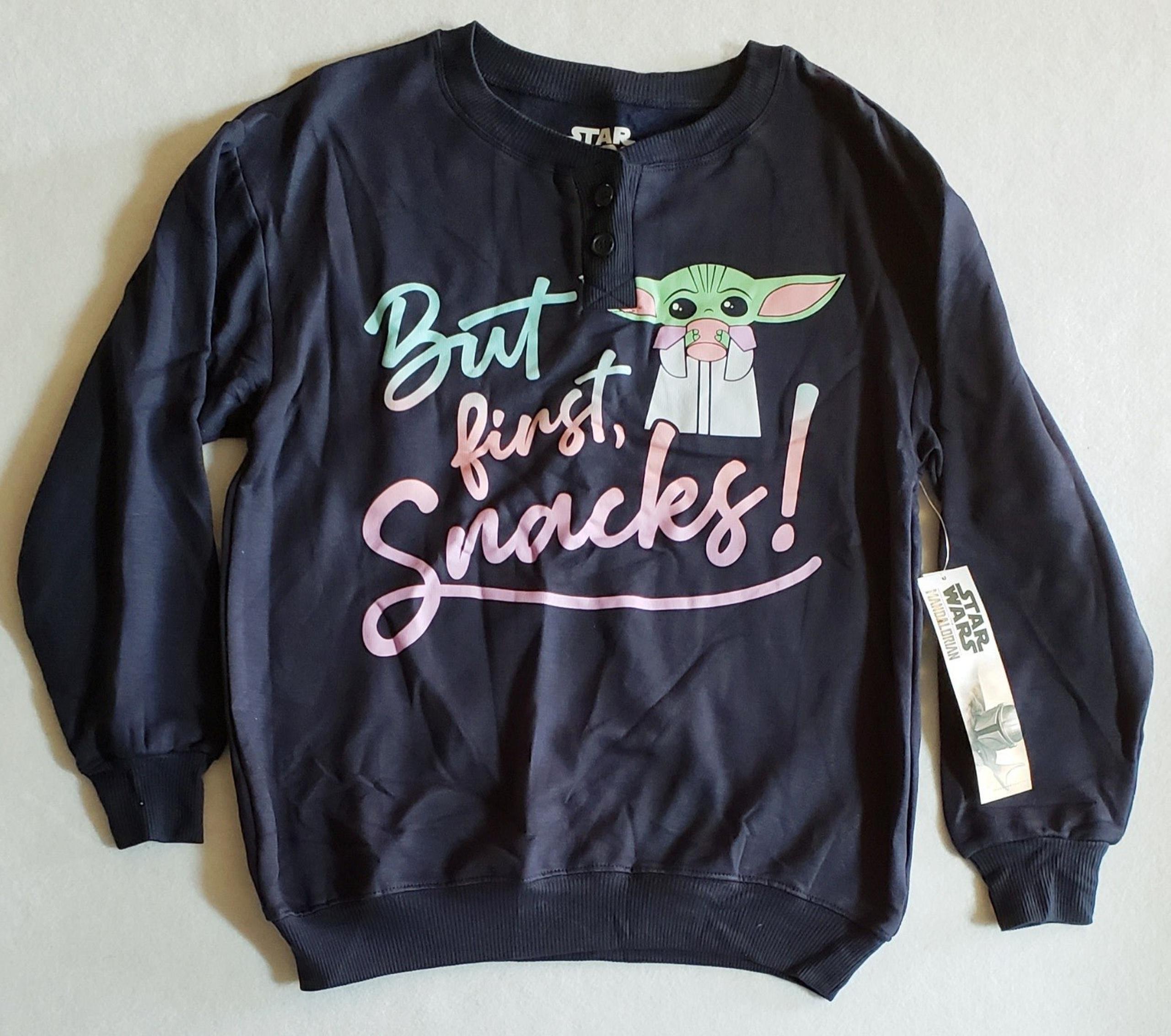 Star Wars Baby Yoda "But First, Snacks" LS Pajama Top Women's Size XS(0-2)/New