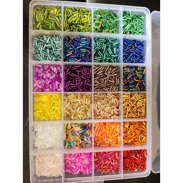 9600pcs Tube Beads Kit Glass Bugle Seed Beads with string