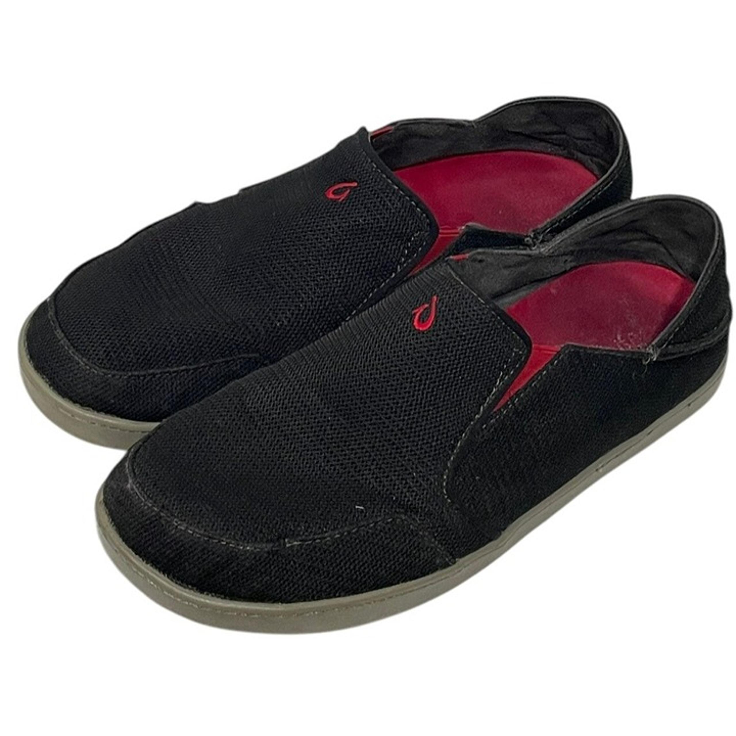 OluKai Nohea Mesh Men's Black Red Slip On Loafers Boat Shoes Size 11.5