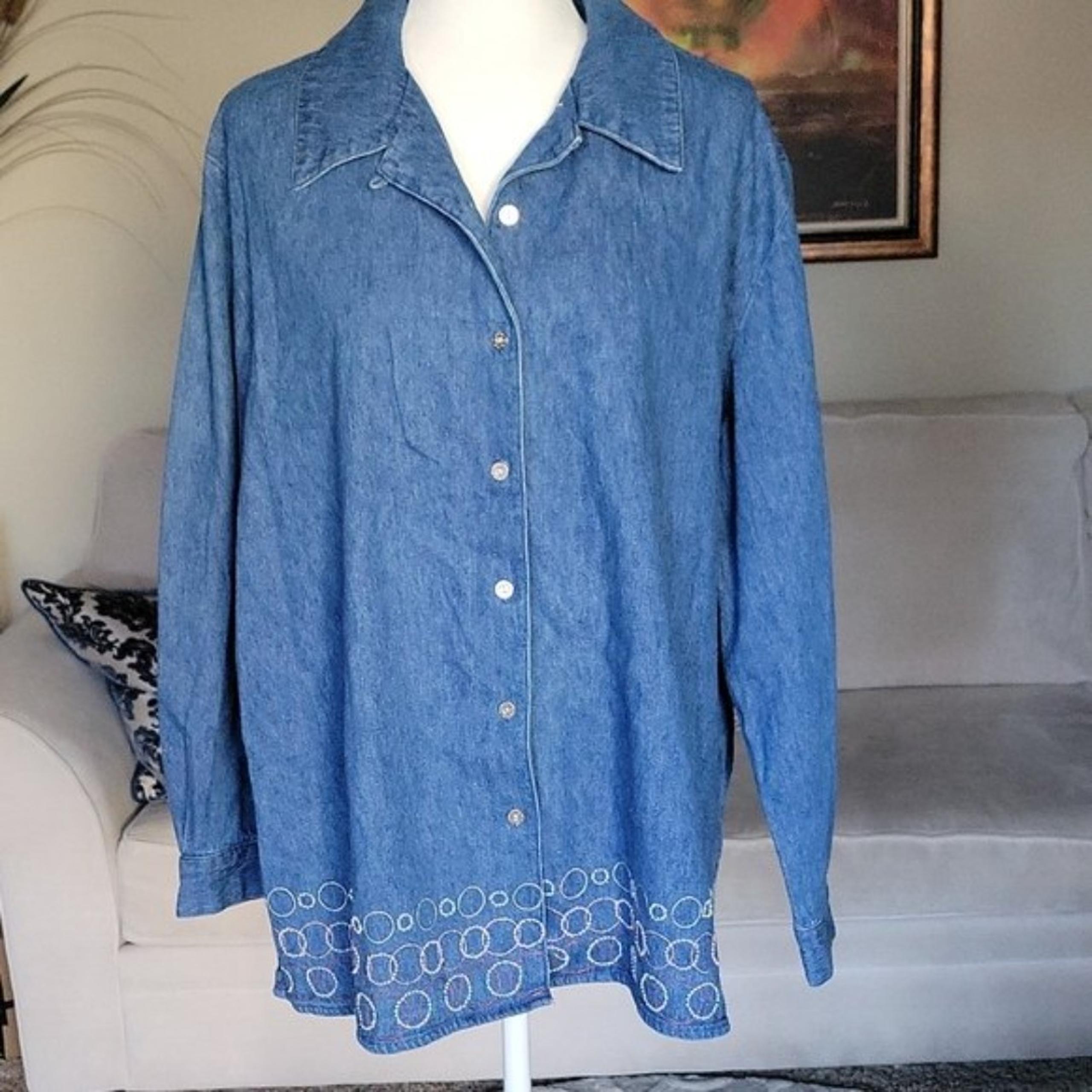 Denim & Co Women's Button Down Jeans Blouse shirt/Shacket