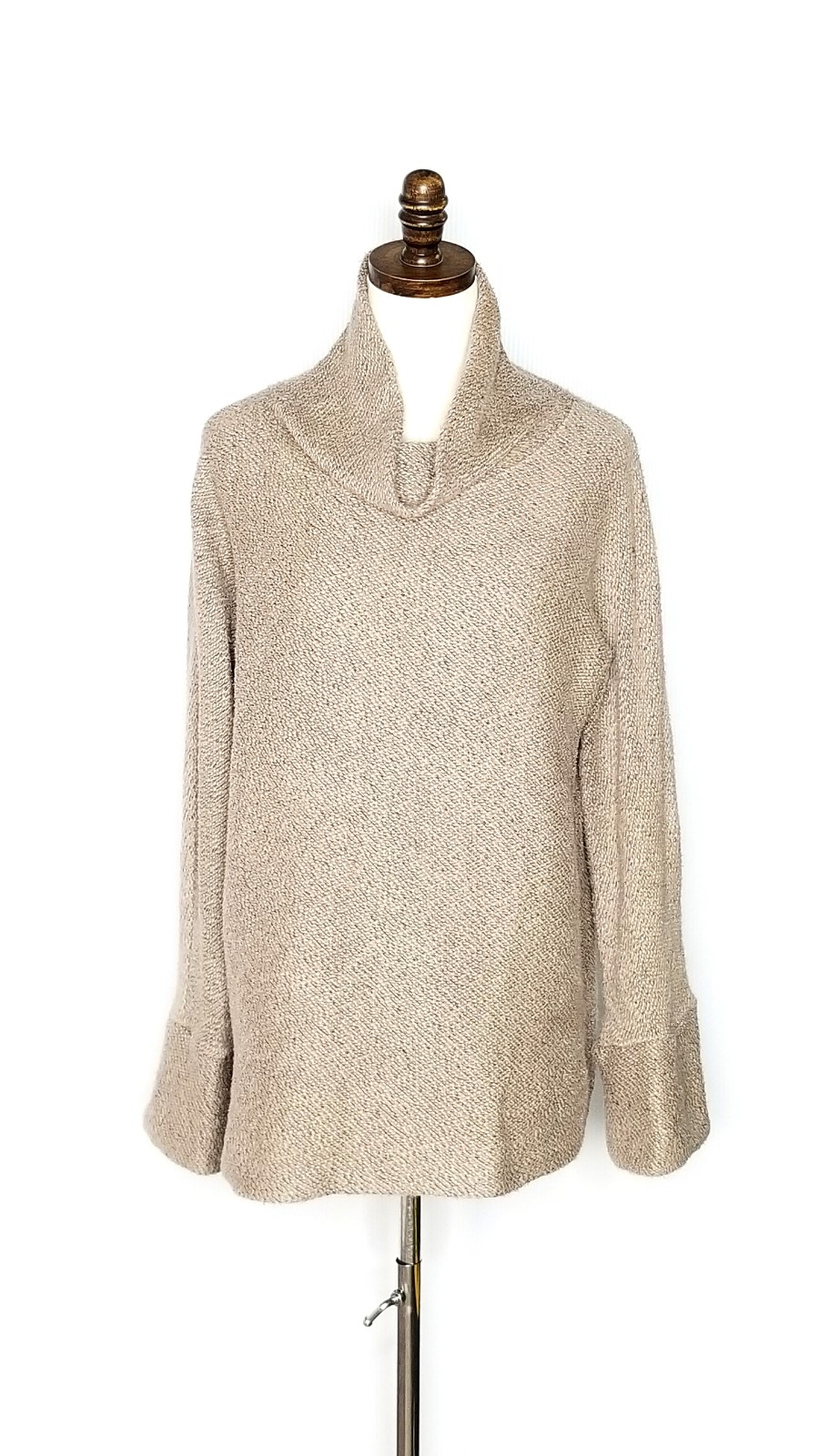 Soft Surroundings Small Brown Cowl Neck Oversized Longsleeve Tunic Sweater Top