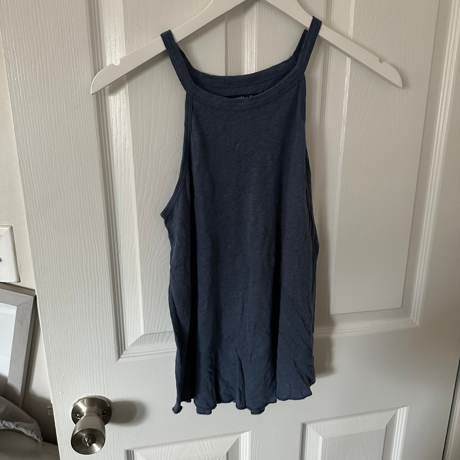 Blue High Neck Tank Top