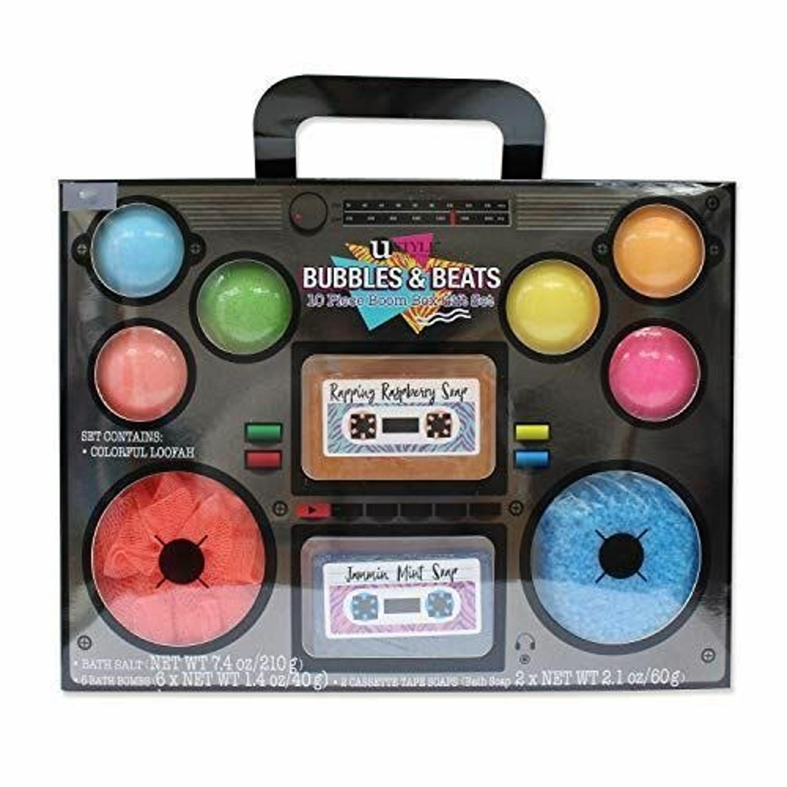 Spa Bath Gift Set with Bath Bombs ~ Bubbles & Beats 3D Boom Box Bath (10 pc) NEW