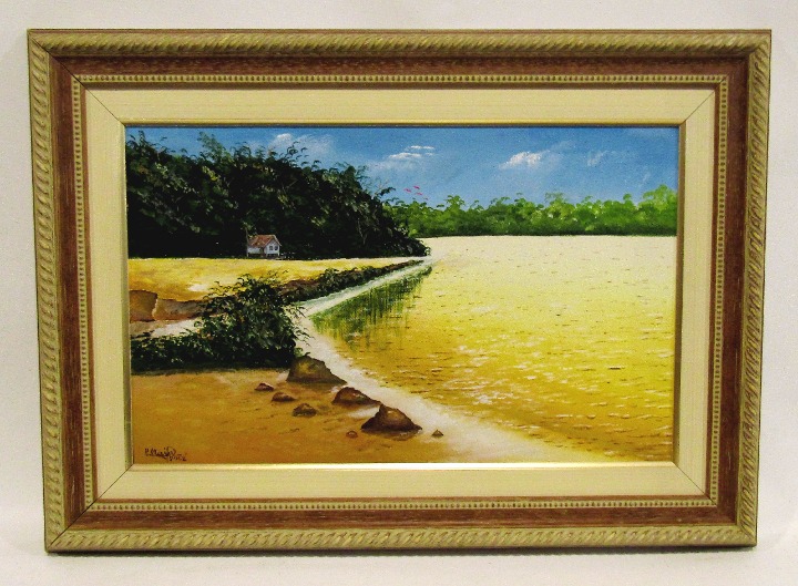 VTG 2002 Original Oil Painting on Canvas Lakescape Signed by P. Maila Framed