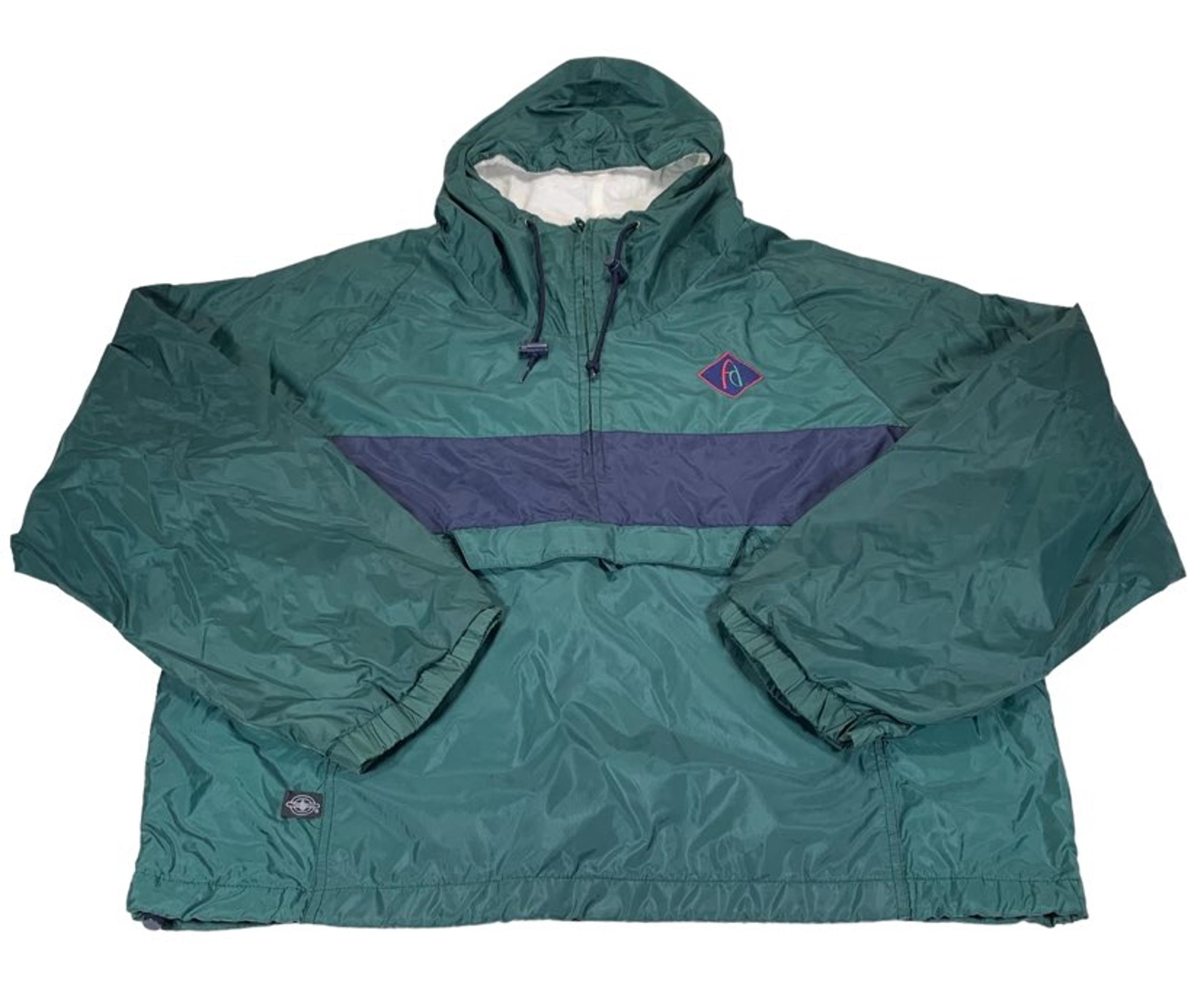 Vintage Charles River Apparel Men's Green And Blue Insulated Pullover Jacket 2XL