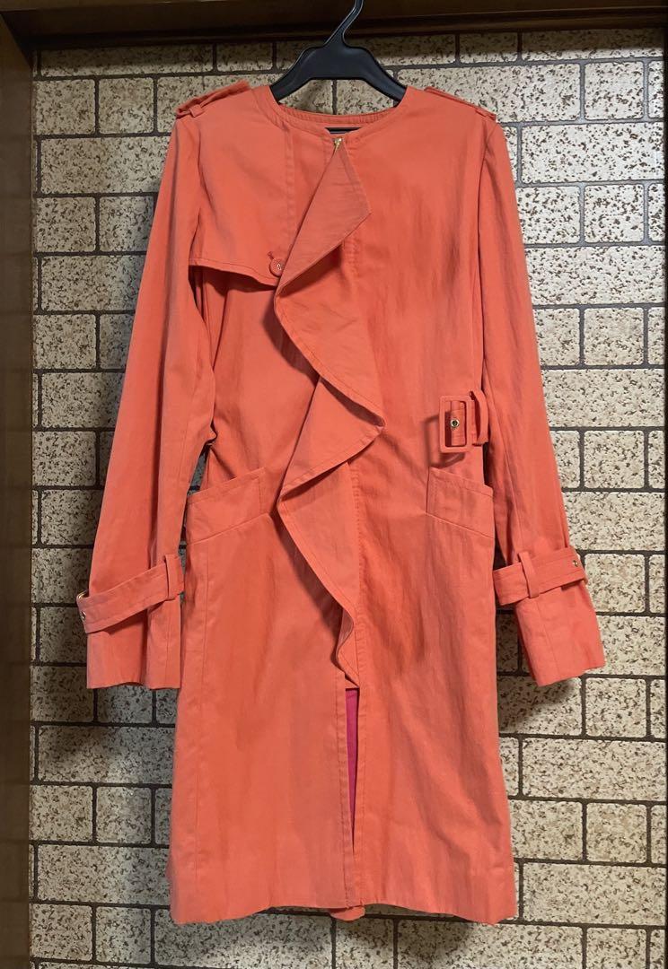 BCBG MAXAZRIA Orange Ruffled Coat