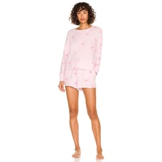 Splendid Elora Shortie Two Piece Set in Pink Hearts XS