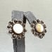 Vintage Sterling Silver Filagree Halo Mother of Pearl Earrings SE-2972