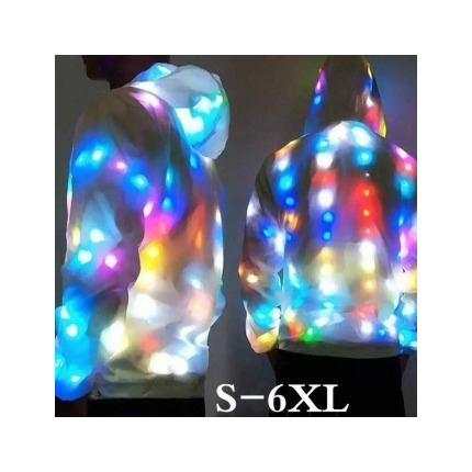 NEW Kids/Adults UNISEX Flashing Jacket Coat LED Waterproof Jacket Hoodie 4XL PLS