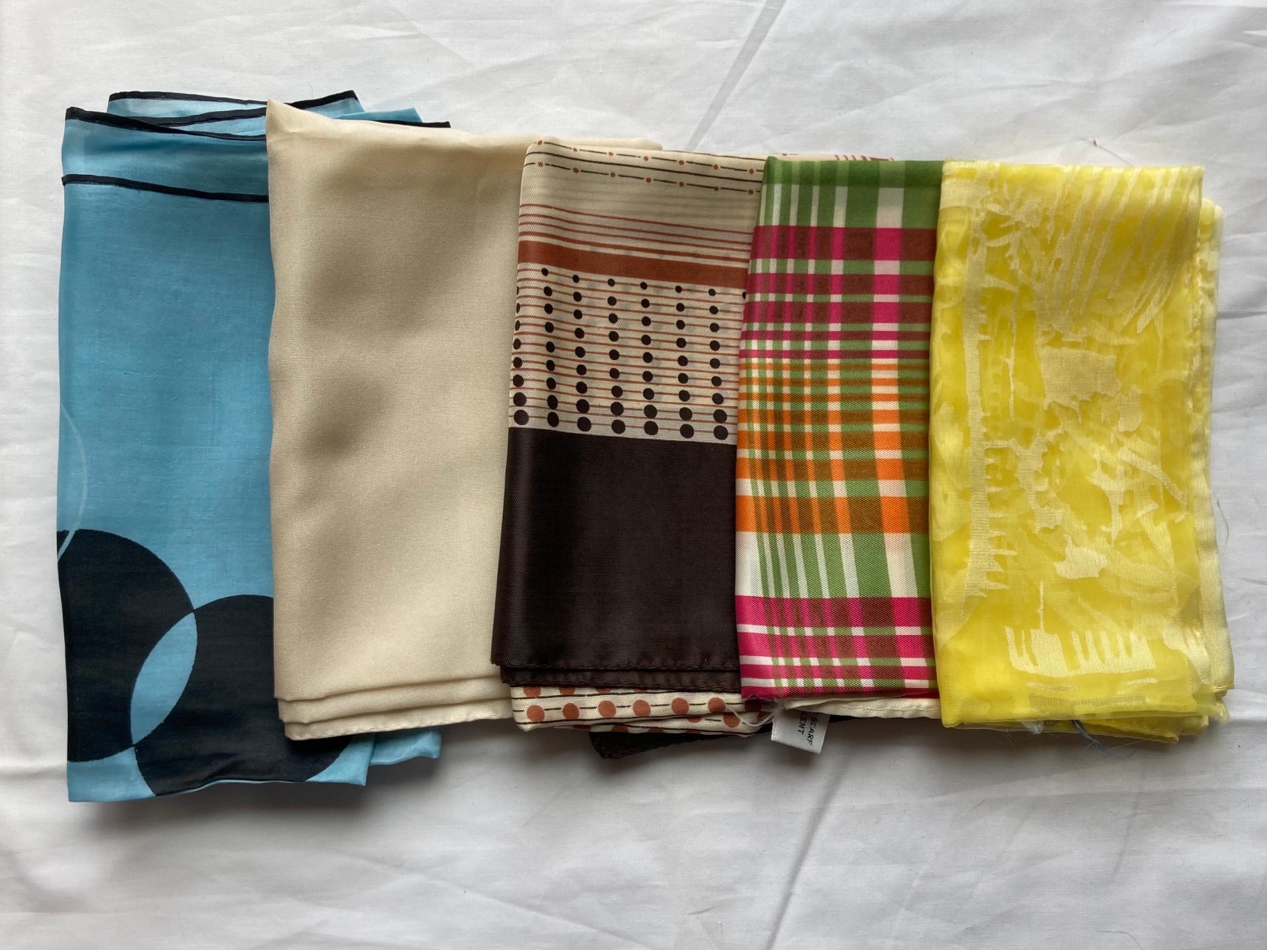 5 Vintage Square Scarf Head Wraps Nylon