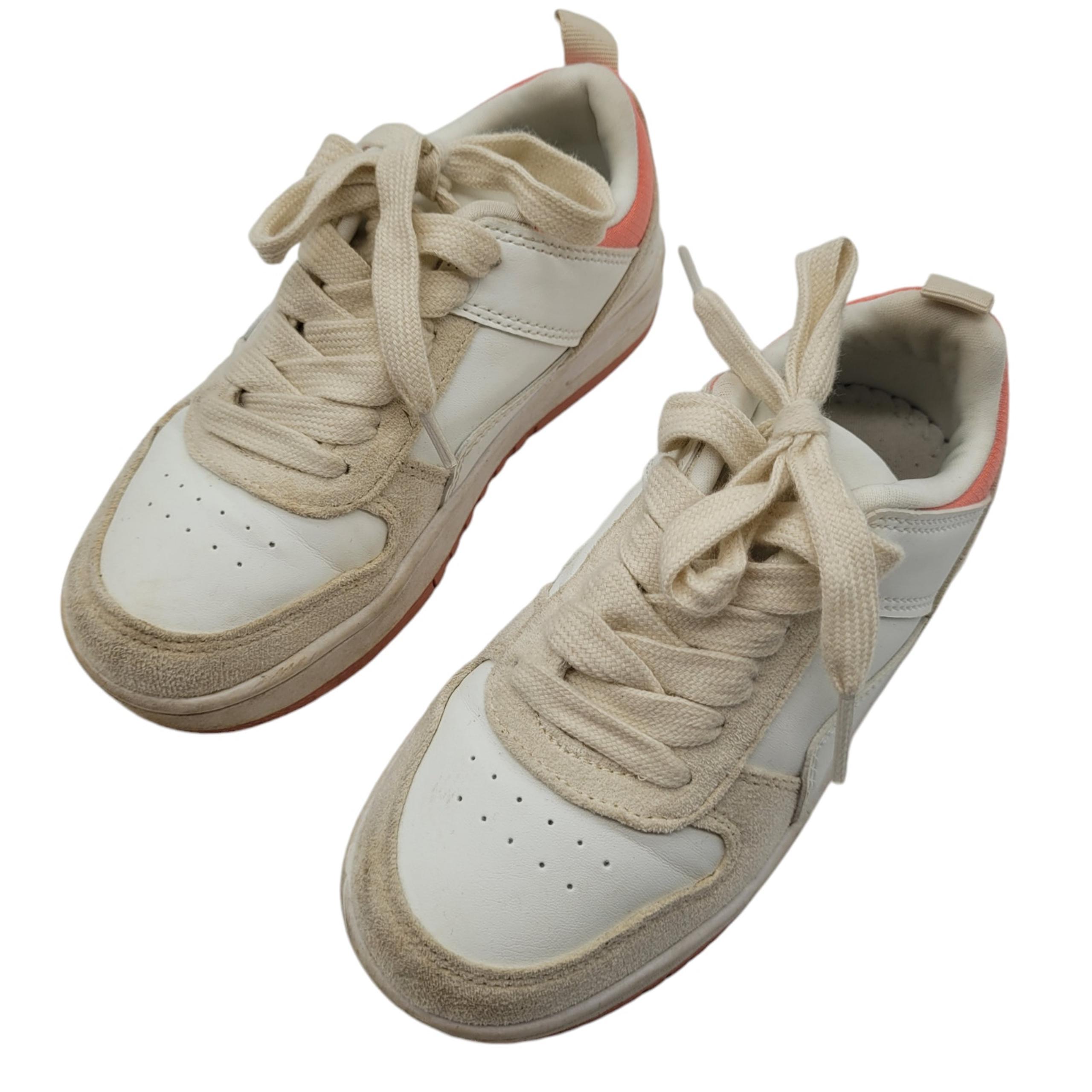 Link girls toddler Size 13 Sneakers Shoes Suede Lace Up Colorblock White pink