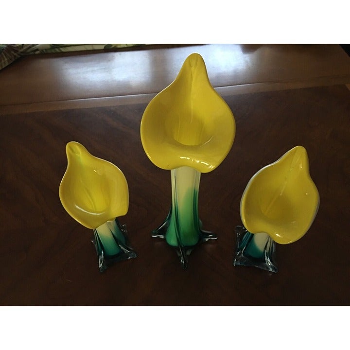 Lot of Three Used beautiful Orchid designed vases