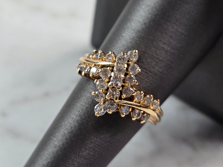 Womens Vintage Estate 14k Yellow Gold Diamond Ring 5.8g E1847