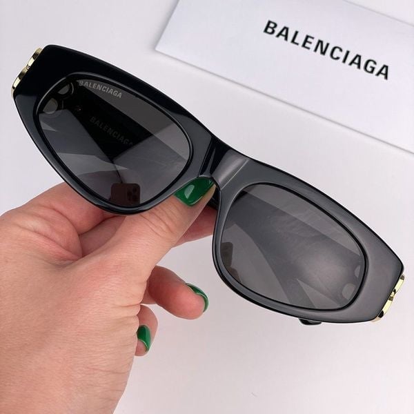 Balenciaga Everyday BB0095S 001 Sunglasses Cat Eye Black Gold Unisex