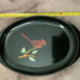 Vintage Couroc Red Bird Tree Branch Black Satin Oval Serving Tray Decorative