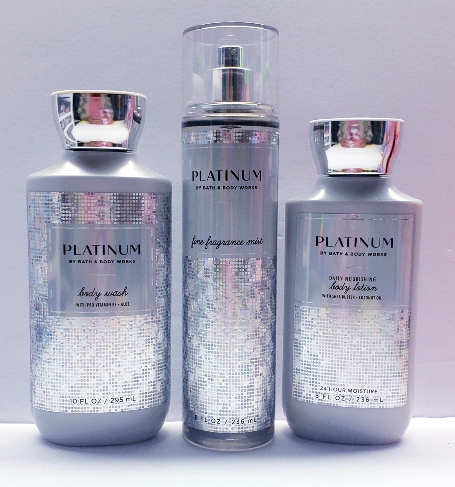 Bath & Body Works PLATINUM Fragrance Mist, Body Lotion and Shower gel