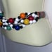 Vtg 80s Carolyn Tanner multi colored bead braided front Velcro strap belt