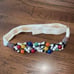 Vtg 80s Carolyn Tanner multi colored bead braided front Velcro strap belt