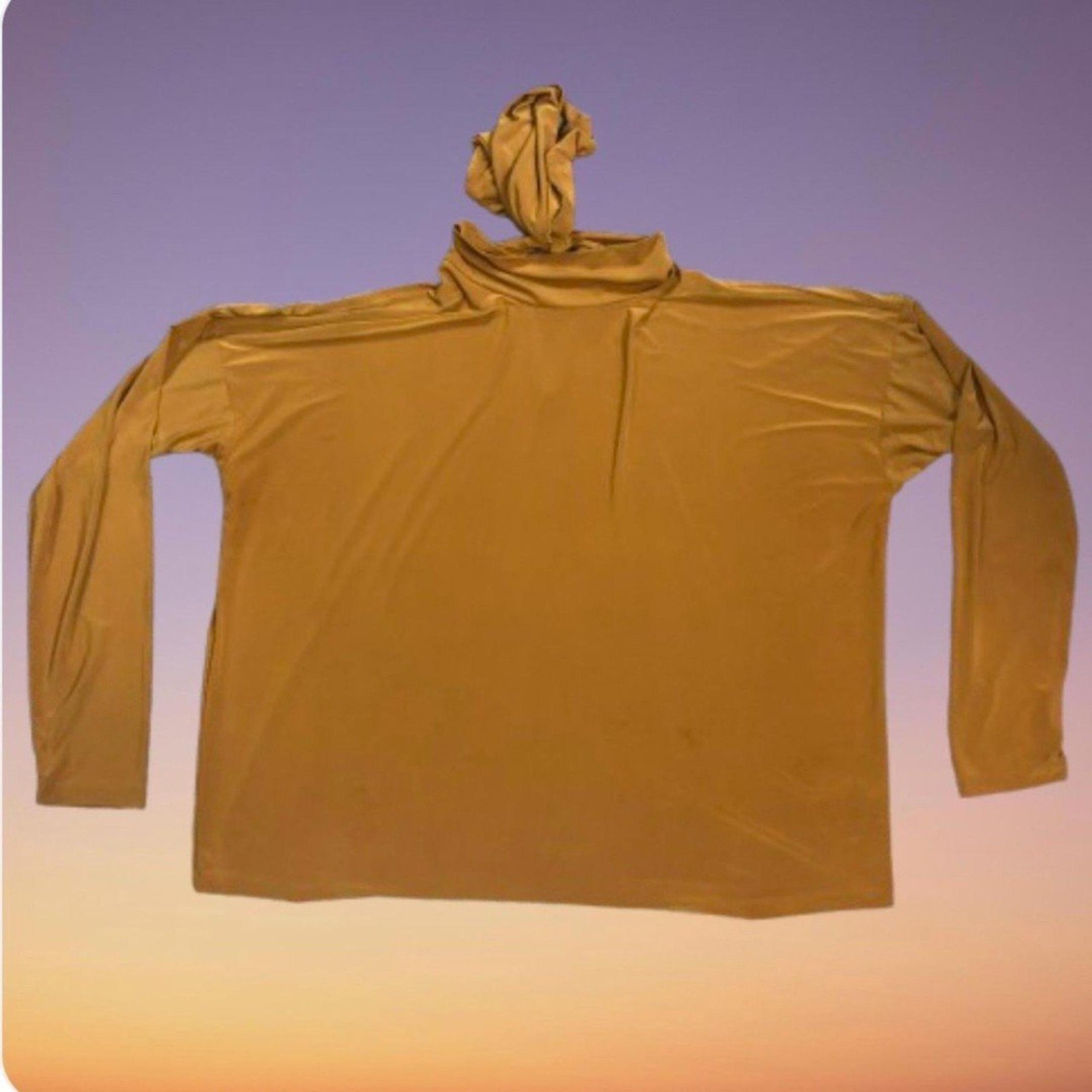 Nine West Women's Mustard Yellow Long Sleeve Slinky Mock Turtleneck w/ Bow XL