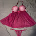 Victoria’s Secret Eyelash Lace Babydoll w/ matching Thong - Red - 34D - NWOT
