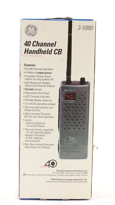 General Electric GE 40 Channel Handheld CB Radio Transceiver 3-5980 NOB