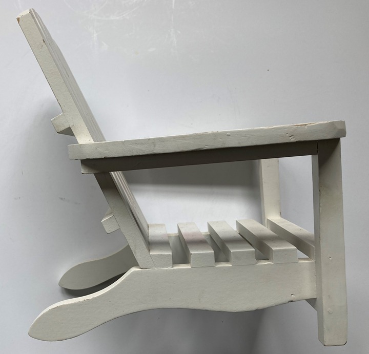 wood wooden Adirondack chair doll toy size white paint painted small cabin lodge