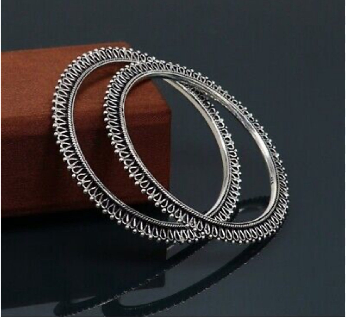 Vintage 925 Sterling Silver Boho Style Oxidized Bangle