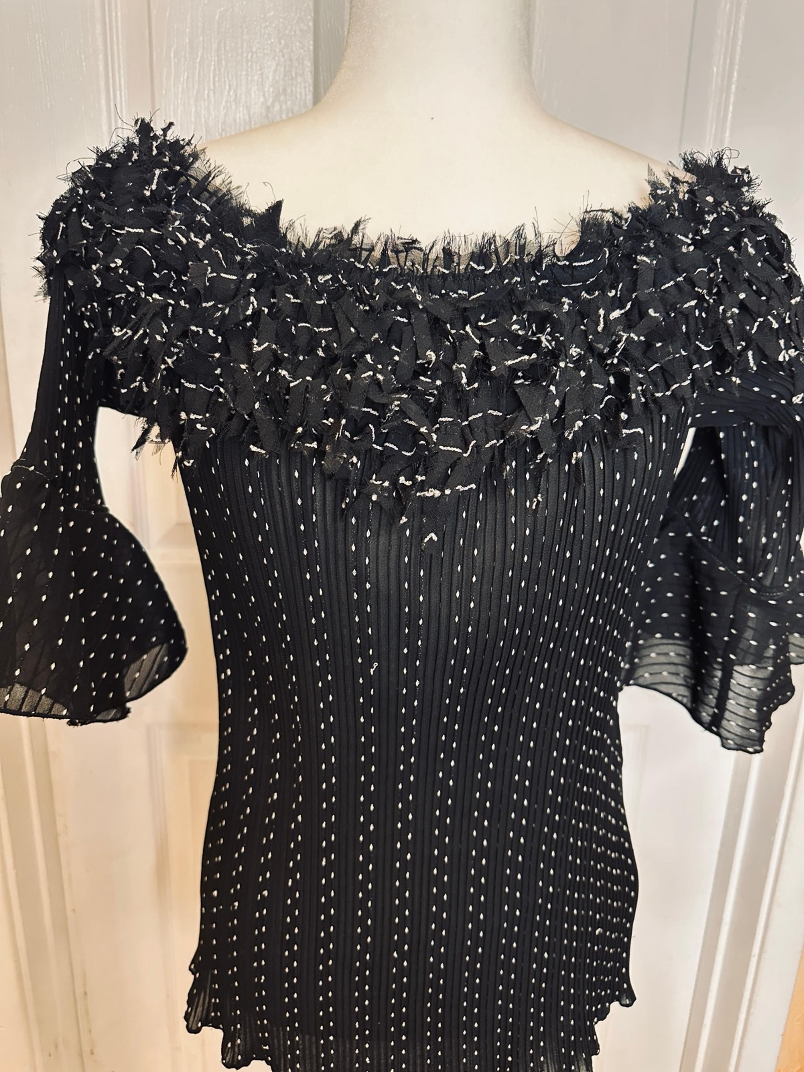 Kaelyn Max III Black Embellished Ruffled Off Shoulder Sheath Top size 3X