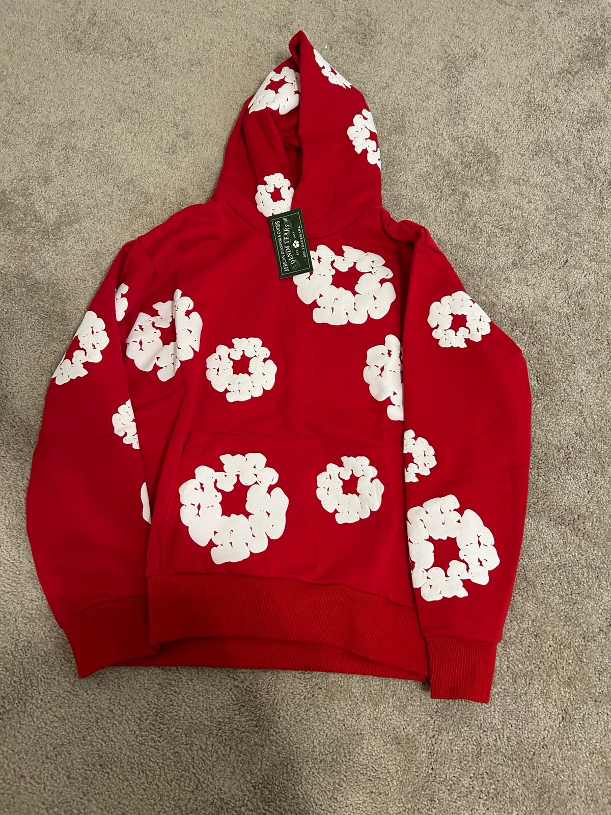 Red Demin Tear Hoodie