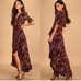 Lulu's Wild Winds Burgundy Floral Print High-Low Wrap Dress Floral Maxi Dress