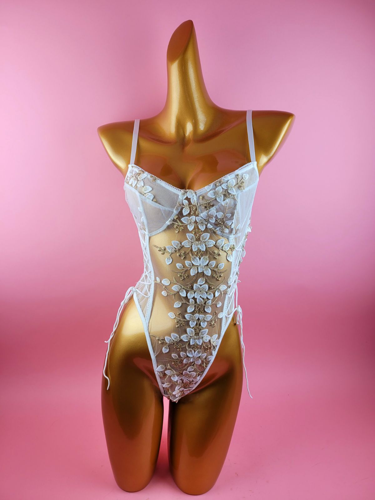 Floral Embroidered Mesh Bodysuit