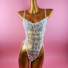 Floral Embroidered Mesh Bodysuit