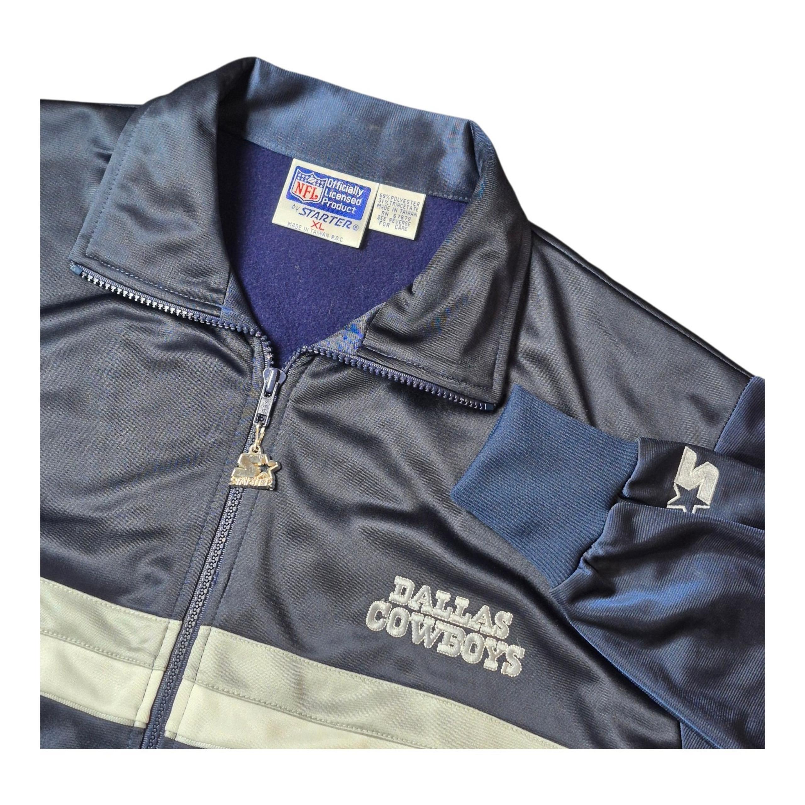 VTG Dallas Cowboys NFL Satin Track Jacket Blue Zip Retro Men's XL - Starter