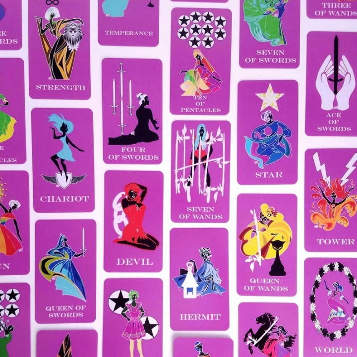 Tarot divination deck, Astrology tarot cards, Girly tarot deck, Tarot deck purpl